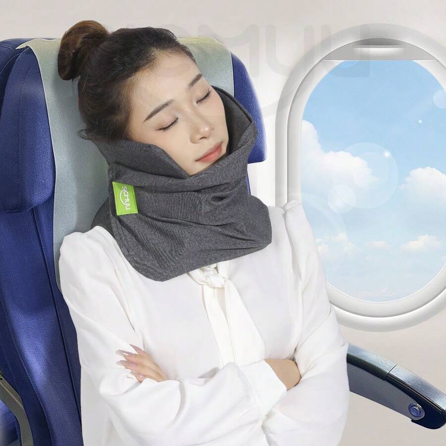 U-Shaped Neck Pillow, Portable Travel Head Support Pillow For Plane Train High Speed Rail Nap - 灰色 - 查看 1