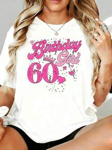 Camiseta Gráfica Rosa para Mujer, Regalo de Celebración de Cumpleaños para Ella, Camiseta de 220g para Ocio, Hogar, Aire Libre, Regalo para Fiesta de San Valentín - Blanco - Ver 2