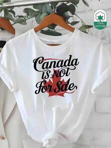 Y2K180g T-Shirt With Canadian Maple Leaf Print - "Canada Is Non-Transferable" Design, Breathable And Soft, Unisex Summer T-Shirt, Suitable For Daily Wear, Travel Or Fitness, With Large Letter T Graphic Print, Summer Streetwear. - 黑色 - 查看 7