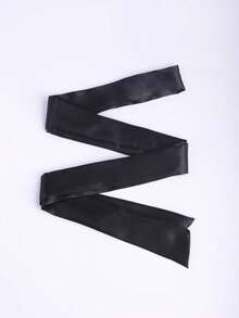 1件女士优雅纯色短款浴袍，配腰带，舒适丝滑面料，居家穿着；女士纯色缎面和服式长袖开衫，休闲简约家居服 - 黑色 - 查看 6