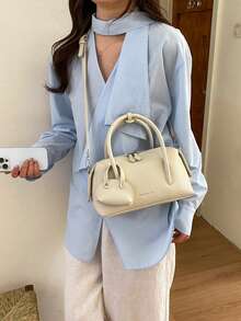 Women's Pillow Handbag, Elegant Minimalist Style, Large Capacity, Shoulder Strap, White - White - View 7