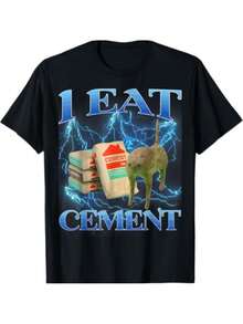 I Eat Cement Funny Cat Meme Internet Memes Funny Memes Gen-Z T-Shirt - Black - View 1