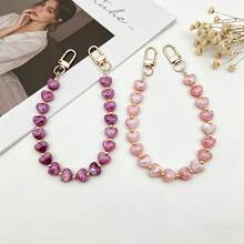 Tie Dye Heart Shaped Phone Lanyard, Versatile Anti-Lost Phone Strap, High-Quality Bag/Key Chain Accessory - Pink - View 2