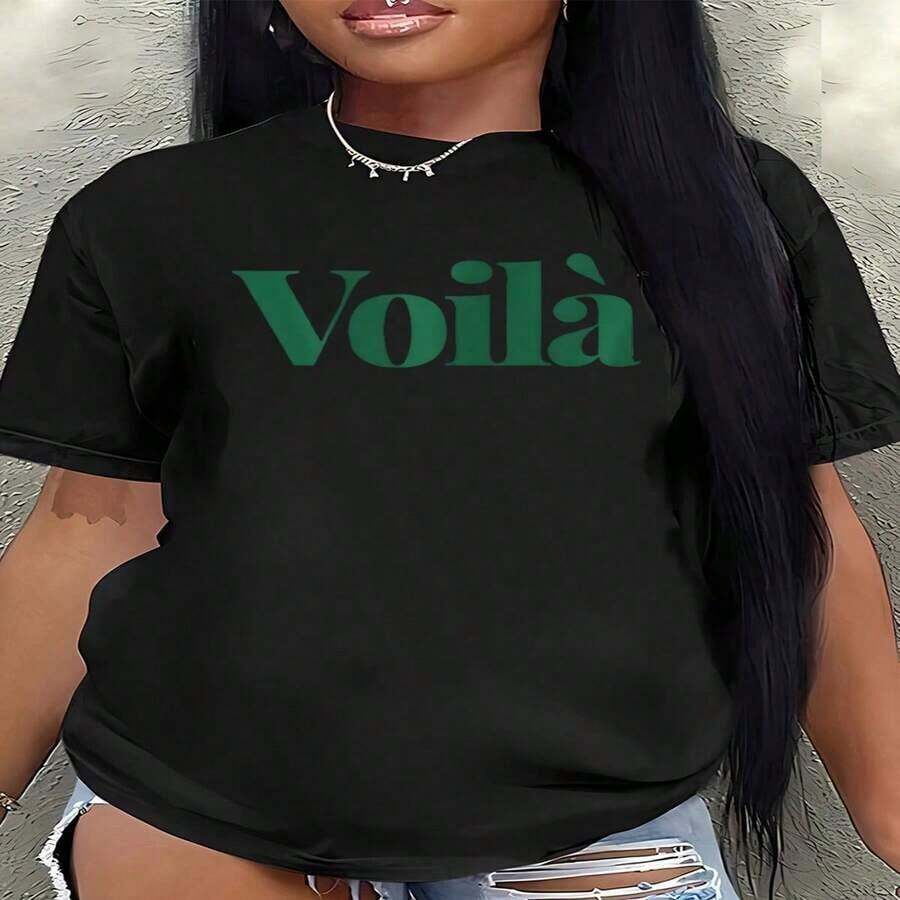 Camiseta negra de manga corta, ligera y duradera, con texto verde, perfecta para salidas informales en casa o en establecimientos de restauración, diseñada para la comodidad diaria. - Azul - Ver 1