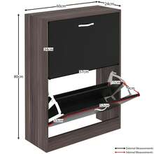 Vida Designs 2 Drawer Shoe Cabinet Shoe Rack Hallway Shoe Storage Cupboard - Dark Wood - View 2