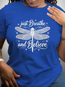 Dragonfly, camiseta casual de manga corta y cuello redondo para mujer, moderna, de tela suave y transpirable, lavable a máquina, corte regular, adecuada para la comodidad diaria en primavera y verano, camiseta con estampado artístico. - Negro - Ver 11