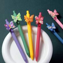 1/3/6/9pcs Set Highly Attractive Multi-Color Butterfly Hand-Held Ballpoint Pens, Anti-Ink Smudge Cute Diary Stationery Set, Back To School Essential Study Supplies - Multicolor - View 5