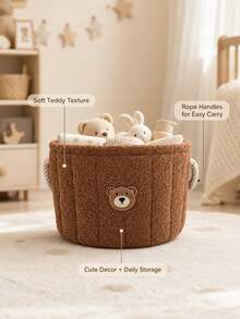 1pc Felt Storage Basket For Baby Items - Multipurpose Storage Bin, Suitable For Wardrobe, Shelves And Diaper Changing Table - Multicolor - View 3