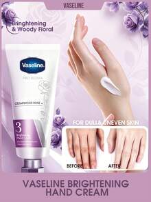 Vaseline 凡士林亮白护手霜，提亮肤色，改善干燥，柔滑肌肤，减少暗沉，保湿滋养，蕴含烟酰胺、乙基双酚和白藜芦醇，适合所有肤质，经皮肤科医生测试，2周内提亮并改善干燥、暗沉的肌肤。 - 3 Brightening - 查看 1