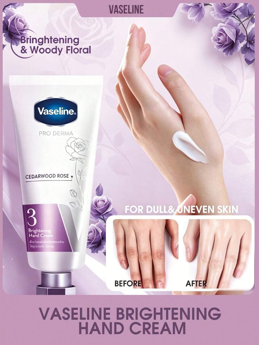 Vaseline 凡士林亮白护手霜,提亮肤色,改善干燥,柔滑肌肤,减少暗沉,保湿滋养,蕴含烟酰胺、乙基双酚和白藜芦醇,适合所有肤质,经皮肤科医生测试,2周内提亮并改善干燥、暗沉的肌肤。 - 3 Brightening - 查看 1