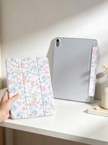1 件装水彩粉蓝花叶图案彩绘平板电脑保护套，适用于 iPad Mini 4/Mini 5/Mini 6/Mini 7/Air/Air 2/9.7/10.2/10.5/Air 4/Air 5/10.9/Pro 11 英寸/第十代/Air 11 英寸 (M2)-2024/Pro 11 英寸 (M4)，以及 Galaxy Tab A8 10.5 英寸 2022 款。产品不含触控笔。内置触控笔插槽，三折支架，TPU 软边设计，防摔耐磨，磁吸式睡眠/唤醒功能。独特/创意/趣味/个性/浪漫的三折平板电脑保护套，带触控笔插槽。 - 彩色 - 查看 7