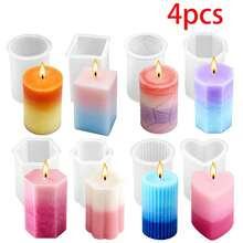 Bộ 4 khuôn silicon tái sử dụng hình trụ/lục giác/trái tim/hoa/vuông dùng để làm nến thủ công, đồ thủ công bằng nhựa, xà phòng, quà tặng. - trong suốt - Xem 11