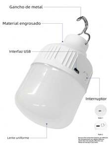 4pcs/2pcs/1pc Multi-Function LED Bulb Camping Light, Super Bright USB Rechargeable Tent Lamp, Suitable For Camping Gear, Emergency Use And Yard Decoration - Cold White - View 5