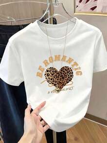 Soft Women's Casual Printed T-Shirt, Short Sleeve, Crew Neck, Spring/Summer Local Urban Fashion. New Summer Women's T-Shirt, Casual And Comfortable Crew Neck Top - 白色的 - 查看 3