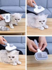 2pcs Pet Grooming Brush Set, Pet Deshedding Brush, Flea And Undercoat Remover, Easy One-Click Deshedding Tool For Dogs And Cats, Pet Brush - Multicolor - View 8