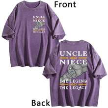 Uncle And Niece Matching The Legend The Legacy T-Shirt,Double-Sided Printed Unisex T-Shirt, Vintage Streetwear Heavyweight Cotton Tee, Anime Manga Casual Daily Top, Ideal Gift For Anime Enthusiasts - 深紫色 - 查看 6