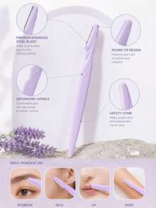 24/12/6/1pc Eyebrow And Facial Razor, Precision Stainless Steel Blade Exfoliating Tool, Gentle Hair Removal For Women, Suitable For Eyebrows, Lips, Chin, Peach Fuzz, All Skin Types, Dermaplaning - Upgraded Version - View 5