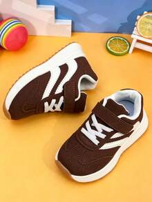 Unisex Kids' Comfortable Sports Shoes With Hook And Loop Closure, Suitable For Daily Wear And Outdoor Activities - Coffee Brown - View 3