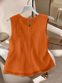 de tirantes de unicolor casual de talla grande, verano - Naranja - Ver 2