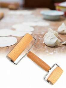 1pc Birchwood Rolling Pin - Double-Sided Rolling Pin, Suitable For Baking, Non-Stick Dough, Can Be Used To Make Bread, Cookies, Pizza, Pastries, An Essential Tool For Bakers, Baking And Cooking Utensil - Brown - View 4