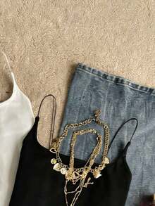 2 piezas Conjunto de camisola sin espalda ajustada para mujer, Camisola sin espalda de verano para mujer, Adecuado para el transporte diario, citas, fiestas, otoño/invierno/verano, Navidad, Año Nuevo, Acción de Gracias, fiestas, bodas, playa, ceremonias de graduación, de moda, elegante, casual, salidas, citas, reservas, transporte, brillante, Día de San Valentín, elegante, vacaciones, casual, Y2K, salidas, ceremonias de graduación y otras ocasiones. - Multicolor 6 - Ver 7