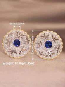 1 paire de boucles d'oreilles à tige ornées de zirconium cubique, conçues pour les femmes, convenant pour les mariages, les fiançailles, les fêtes d'anniversaire, les cadeaux de la Saint-Valentin - 1# - Voir 7