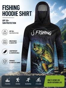 Men's Sun Protection Fishing Shirt - Lightning 3D Fish Print, Quick-Dry Long Sleeve - Multicolor - View 1