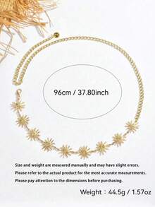 1pc Minimalist Gold Bohemian Style Sunflower & Smiling Face Pattern Belt, Suitable For Weddings, Banquets, Parties, And An Excellent Gift For Friends And Family - Multicolor - View 3