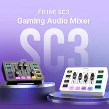 FIFINE SC3(Global Version)AmpliGame Audio Mixer, Gaming Live Streaming PC Mixer With Slider Volume Control, XLR Microphone Input, Monitoring Function, Suitable For Video/Gaming Voice/Podcast Recording - View 2