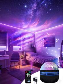 7-Color Portable Aurora Projection Light Strip With Remote Control, USB Powered LED Night Light, Suitable For Bedroom Decor, Valentine's Day Gift, Party Lighting, Christmas Atmosphere Creation, Made Of ABS Material - Multi-color light - View 13