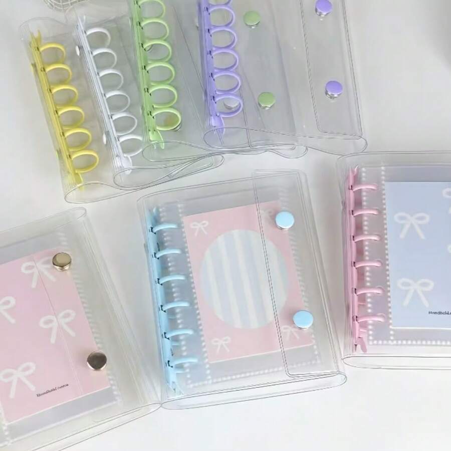 A7 Transparent Loose-Leaf Binder Notebook, Soft Color Leaf Ring Binding Clip, Transparent Replaceable Inner Pages, Sticker Storage Album, Photo Card Storage Organizer, Diary Budget Planner, Office And School Supplies, Trading Card Box, Trading Card Album, A5 Size Sticker Book, A7 Size Sticker Book, Refill Pack, Sticker Book Loose-Leaf Binder, Fan Merchandise - A7 - View 1