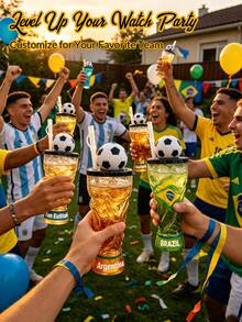 10 chiếc cốc nước in hình cúp vô địch World Cup 2026, có thể cá nhân hóa tên/văn bản, cốc có ống hút tái sử dụng và nắp hình quả bóng đá, cốc dung tích lớn họa tiết bóng đá, khoảng 500ml, quà tặng cốc uống nước cho người hâm mộ trong các bữa tiệc. - Nhiều màu - Xem 2