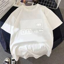 Unisex Short-Sleeved T-Shirt With Anime-Style Print And Red Ribbon, Ideal For Summer. - 白色 - 查看 1