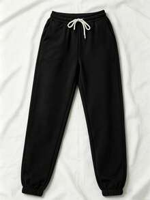 Stylish And Cute Lightweight Casual Pants With Multiple Pockets And Buttons, In A Y2K Style. Suitable For Back To School, Graduation, Clubs, Birthday Parties, Halloween, New Year's, Thanksgiving, Concerts, Gyms, Beaches, Vacations, Business, Everyday Wear At The Airport, Street Style, Teacher's Day, Spring, Summer, Fall, And Winter. - 黑色 - 查看 5