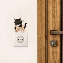 1pc Cute Peeking Cats Wall Sticker, PVC Material, Peel And Stick Easy To Apply, For Door Frame Bedroom, Whimsical Cat Decor - Multicolor - View 8