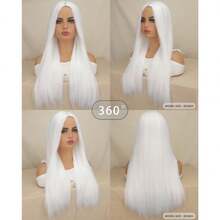 女士假发 黑色长直中分 Cosplay 万圣节服装假发 - 彩色 - 查看 18