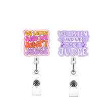 TONAVIETO 1pc Don't Judge Badge Reel Retractable Badge Holder Clip With Swivel Alligator Clip For RN LPN CNA, Cute Medical Worker Gifts, Teacher Doctor Accessories - Don't Judge - View 1
