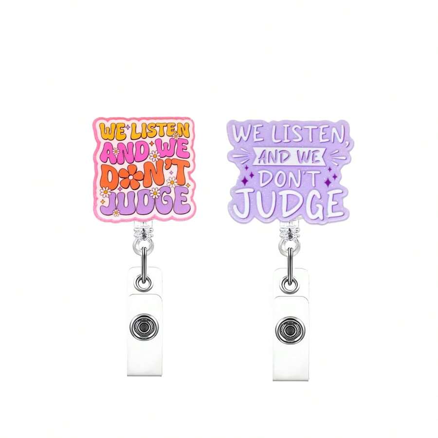 TONAVIETO 1pc Don't Judge Badge Reel Retractable Badge Holder Clip With Swivel Alligator Clip For RN LPN CNA, Cute Medical Worker Gifts, Teacher Doctor Accessories - Don't Judge - View 1