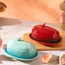手工鱼形陶瓷黄油碟，带盖，家用奶酪黄油罐，防尘黄油盘，厨房收纳 - 查看 12