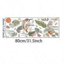 Tropical Plant Wall Stickers, Featuring Hand-Drawn Elements Of Turtle Leaf, Banana Leaf, And Hummingbird, Paired With Muted Morandi Colors To Create A Fresh And Healing Natural Atmosphere. Made Of Self-Adhesive Waterproof PVC Material, Firmly Attached Without Damaging Walls, Easy To Install And Freely Combinable To Customize Your Accent Wall - A - View 4