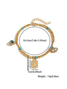 1 chiếc vòng tay hình mắt quỷ màu xanh Thổ Nhĩ Kỳ, phụ kiện dành cho phụ nữ Trung Đông thích hợp cho lễ hội/tiệc tùng/hàng ngày. - Vàng - Xem 2