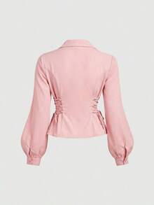 MOD Blusa blanca elegante con mangas de farol y cintura anudada, simple y versátil para el trabajo y el transporte, blusas elegantes para mujeres, camisa con lazo, blusa blanca con lazo delantero, blusas blancas elegantes, camisas y blusas, camisa con lazo, vintage, retro, estilo de dinero antiguo, blusas casuales para mujeres, blusas elegantes para mujeres, blusas de trabajo para mujeres, blusa ajustada, estilo baddie, vestido de San Valentín para mujeres, mujeres de primavera, vestido de San Valentín para mujeres, mujeres de primavera, vacaciones de verano, blusas para mujeres de fiesta - Rosa - Ver 2