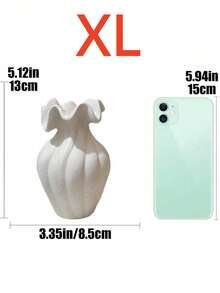 1个手工花瓶，波西米亚波浪纹装饰花瓶，花瓣形瓶口，简约桌面家居装饰，客厅卧室乡村风格礼品 - 彩色 - 查看 4