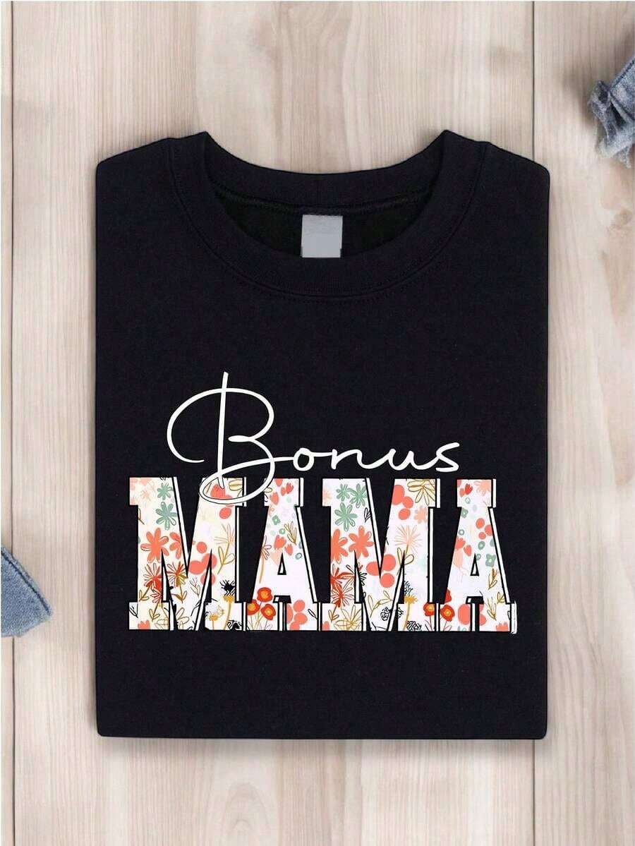 Extra Mother's T-Shirt, Gift For Mom, 'Mom's Life' T-Shirt, New Mom Steps T-Shirt, Best T-Shirts For Mom, Thank You Mom T-Shirts, Maternity T-Shirts EW-190 - 黑色 - 查看 1