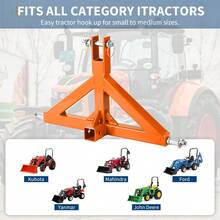 2-Inch 3-Point Drawbar Adapter, Compatible With Cat 1 Tractor Trailer, 3-Point Hitch Receiver, Trailer Ball Mount, Standard Category Tractors - A - View 7