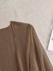 Swim Basics Kimono de manga larga de unicolor para mujer como cubierta casual - Marrón - Ver 4