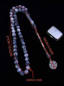 1pc Classic Ink Floral Pattern Resin Bracelet, Suitable For Men's Daily Wear - 45 Prayer Beads - View 2