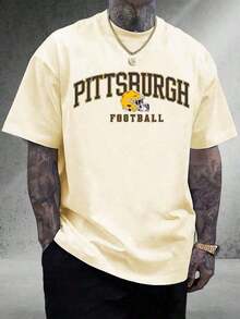 Cute Unisex Premium Casual T-Shirts, Mexican National Soccer Team T-Shirt, Pittsburgh Graphic Soccer T-Shirt - Gift For Men | Pittsburgh American Football Graphic Tee, Perfect For Game Day | Basic Crew Neck T-Shirt For Soccer Enthusiasts | 172% Cotton | Comfortable And Soft | Made In The USA | Soccer Jerseys Direct From The Factory - 杏色 - 查看 2