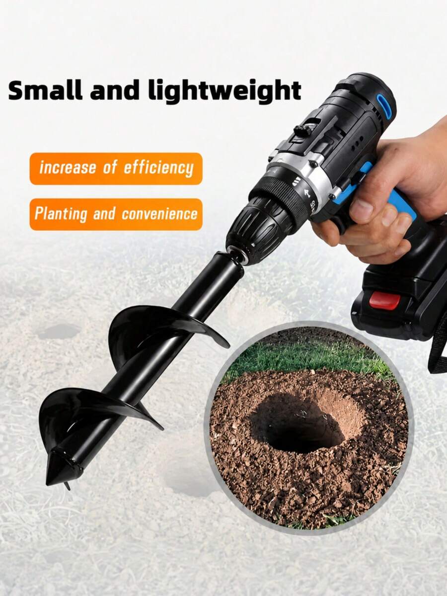 2 mũi khoan xoắn ốc chịu lực cao, dụng cụ làm vườn bằng kim loại, mũi khoan xoắn ốc thích hợp để trồng cây thân củ, cây trồng trong chậu và tạo lỗ dù, đóng gói riêng lẻ, chuôi lục giác 3/8", nguồn điện thủ công. - A+B - Xem 1