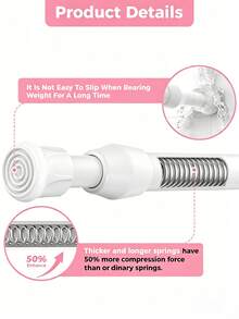 Adjustable Tension Rod Suitable For Shower Curtain Rod, Curtain Rod, Japanese-Style Curtain Rod, Bedroom Door Curtain Rod, Clothesline Bracket, No Drilling Required - View 8